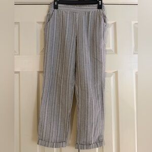 Sienna Sky Gray and White Striped Cropped Pants